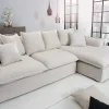 Großes Ecksofa HEAVEN 255cm natur beige Leinenstoff Federkern inkl. Kissen