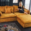 Großes 3-Sitzer Sofa HEAVEN 200cm senfgelb Samt Federkern waschbarer Bezug Hussensofa Couch