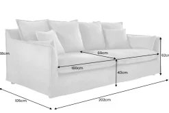 Großes 3-Sitzer Sofa HEAVEN 200cm senfgelb Samt Federkern waschbarer Bezug Hussensofa Couch