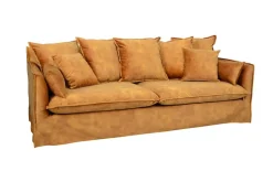 Großes 3-Sitzer Sofa HEAVEN 200cm senfgelb Samt Federkern waschbarer Bezug Hussensofa Couch