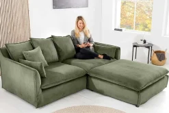 Großes 3-Sitzer Sofa HEAVEN 200cm grün Cord Federkern Hussensofa