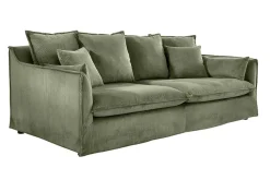 Großes 3-Sitzer Sofa HEAVEN 200cm grün Cord Federkern Hussensofa