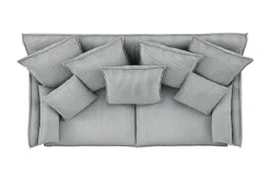 Großes 3-Sitzer Sofa HEAVEN 200cm hellgrau Cord Federkern Hussensofa abnehmbarer Bezug