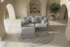 Großes 3-Sitzer Sofa HEAVEN 200cm hellgrau Cord Federkern Hussensofa abnehmbarer Bezug