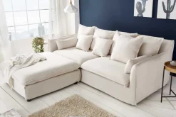 Großes 3-Sitzer Sofa HEAVEN 200cm natur beige Leinenstoff Federkern Hussensofa