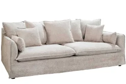 Großes 3-Sitzer Sofa HEAVEN 200cm champagner beige Bouclé Federkern Hussensofa