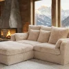 Großes 3-Sitzer Sofa YETI 200cm beige sand langfloriger Plüsch Shaggy-Stoff