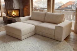 Großes Sofa LOFT 210cm champagner beige Chenille 3-Sitzer Couch Taschenfederkern