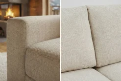Großes Sofa LOFT 210cm champagner beige Chenille 3-Sitzer Couch Taschenfederkern