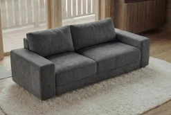 Großes Sofa LOFT 210cm grau Vogue Velours Samt 3-Sitzer Couch Taschenfederkern