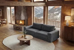 Großes Sofa LOFT 210cm grau Vogue Velours Samt 3-Sitzer Couch Taschenfederkern