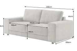 Großes Sofa LOFT 210cm taupe Vogue Velours Samt 3-Sitzer Couch Taschenfederkern