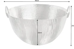 Handgearbeitete Deko Schale ORIENT 40cm silber Metall Hammerschlag Design