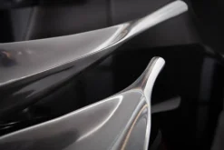 Handgearbeitete Deko Schale SILVER LEAF 40cm silber Aluminium