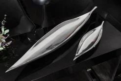 Handgearbeitete Deko Schale SILVER LEAF 40cm silber Aluminium