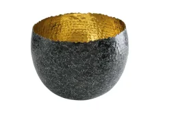 Handgearbeitete Deko Schale ORIENT 26cm silber mit Patina gold Hammerschlag Design