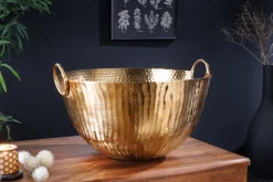 Handgearbeitete Deko Schale ORIENT 40cm gold Metall Hammerschlag Design