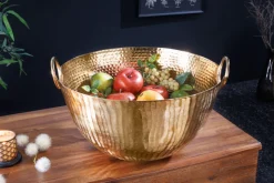 Handgearbeitete Deko Schale ORIENT 40cm gold Metall Hammerschlag Design