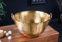 Handgearbeitete Deko Schale ORIENT 40cm gold Metall Hammerschlag Design
