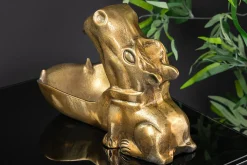 Handgearbeitete Deko Schale HIPPO 30cm messing gold Metall Aluminium