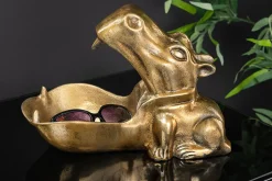 Handgearbeitete Deko Schale HIPPO 30cm messing gold Metall Aluminium