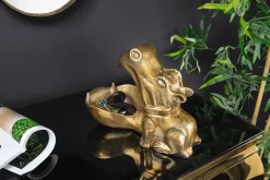 Handgearbeitete Deko Schale HIPPO 30cm messing gold Metall Aluminium