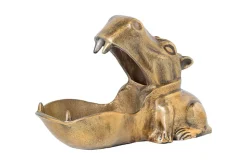 Handgearbeitete Deko Schale HIPPO 30cm messing gold Metall Aluminium