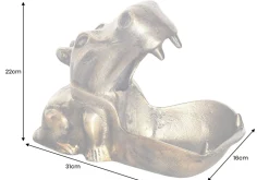 Handgearbeitete Deko Schale HIPPO 30cm messing gold Metall Aluminium