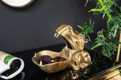 Handgearbeitete Deko Schale HIPPO 30cm messing gold Metall Aluminium