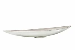 Handgearbeitete Deko Schale SILVER LEAF 80cm silber Aluminium