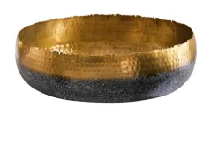 Handgearbeitete Deko Schale ORIENT 52cm gold mit Patina im Classic Hammerschlag Design