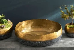 Handgearbeitete Deko Schale ORIENT 52cm gold mit Patina im Classic Hammerschlag Design