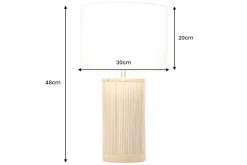 Handgearbeitete Tischlampe GATSBY 50cm natur weiß Weiden- und Kiefernholz