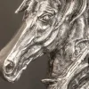 Handgearbeitete Tischlampe CABALLO 60cm silber schwarz Metall Baumwolle Pferde-Skulptur