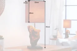 Handgearbeitete Treibholz Tischlampe HYPNOTIC 45cm braun mit Leinenschirm
