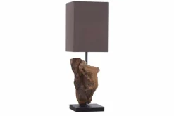 Handgearbeitete Treibholz Tischlampe HYPNOTIC 45cm braun mit Leinenschirm