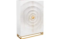 Handgearbeiteter Barschrank GOLDEN SUNSET 140cm weiß gold Mangoholz massiv