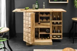 Handgearbeiteter Barschrank MOSAICO 130cm Akazie Massivholz 3D Effekt