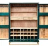 Handgearbeiteter Barschrank GOLDEN SUNSET 140cm türkis Mangoholz massiv