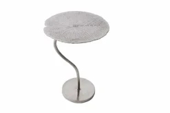 Handgearbeiteter Beistelltisch ABSTRACT LEAF 40cm silber