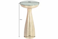 Handgearbeiteter Beistelltisch ELEMENTS 55cm gold grün Marmor rund