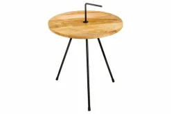 Handgearbeiteter Beistelltisch SIMPLY CLEVER 60cm natur Mangoholz mit Griff