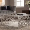 Handgearbeiteter Couchtisch ABSTRACT 60cm Alu silberfarbig im Gap Design