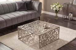 Handgearbeiteter Couchtisch ABSTRACT 60cm Alu silberfarbig im Gap Design