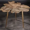 Handgearbeiteter Couchtisch ABSTRACT LEAF 60cm gold filigranes Blatt Design