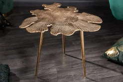 Handgearbeiteter Couchtisch ABSTRACT LEAF 60cm gold filigranes Blatt Design