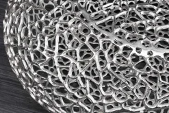 Handgearbeiteter Couchtisch ORGANIC 120cm silber Metall Blatt-Design mit Stauraum