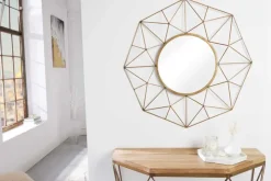 Handgearbeiteter Spiegel DIAMOND L 80cm messing aus Eisen im Retro Design
