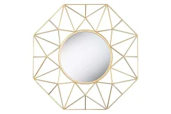 Handgearbeiteter Spiegel DIAMOND L 80cm gold aus Eisen im Retro Design