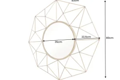 Handgearbeiteter Spiegel DIAMOND L 80cm gold aus Eisen im Retro Design